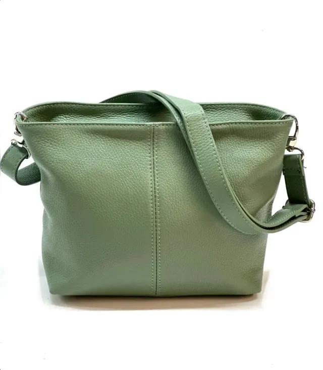 Hexagone Cuir Mini Alex sac bandoulière cuir Menthe 29 cm
