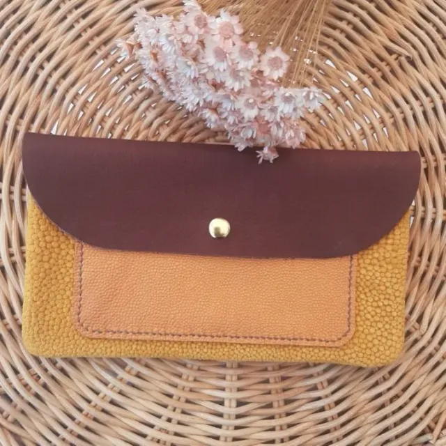 Atelier Anne R pochette cuir multicolore camel orange