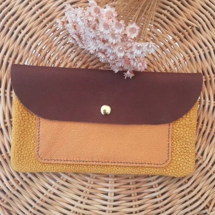 Atelier Anne R pochette cuir multicolore camel orange