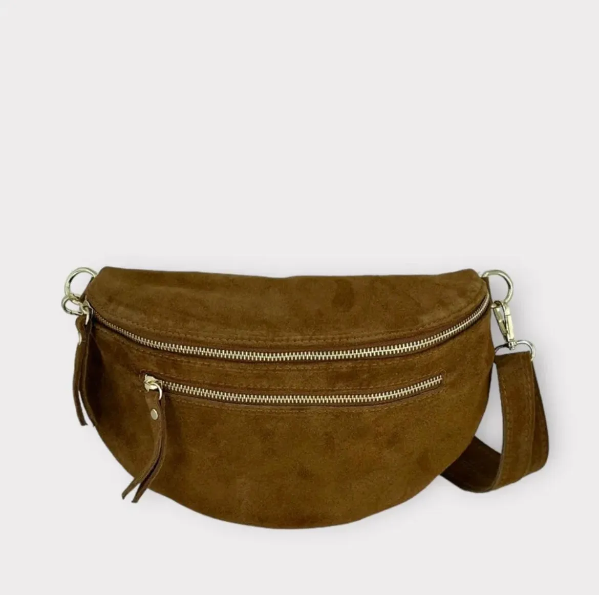 Hexagone Cuir Banane Large sac banane cuir Noir 3 zips