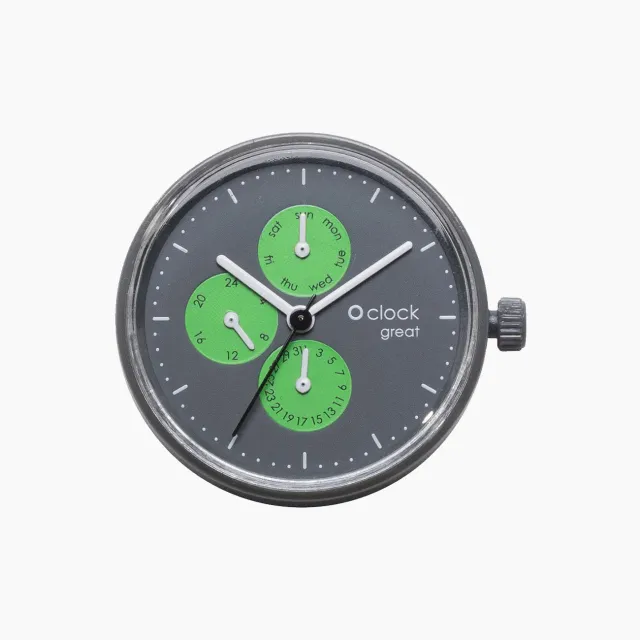 O bag O Clock Great cadran montre Date vert fluo