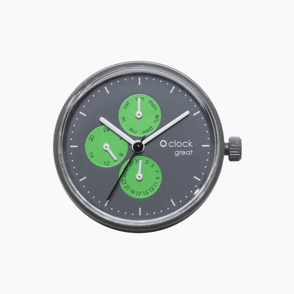 O bag O Clock Great Date cadran vert fluo