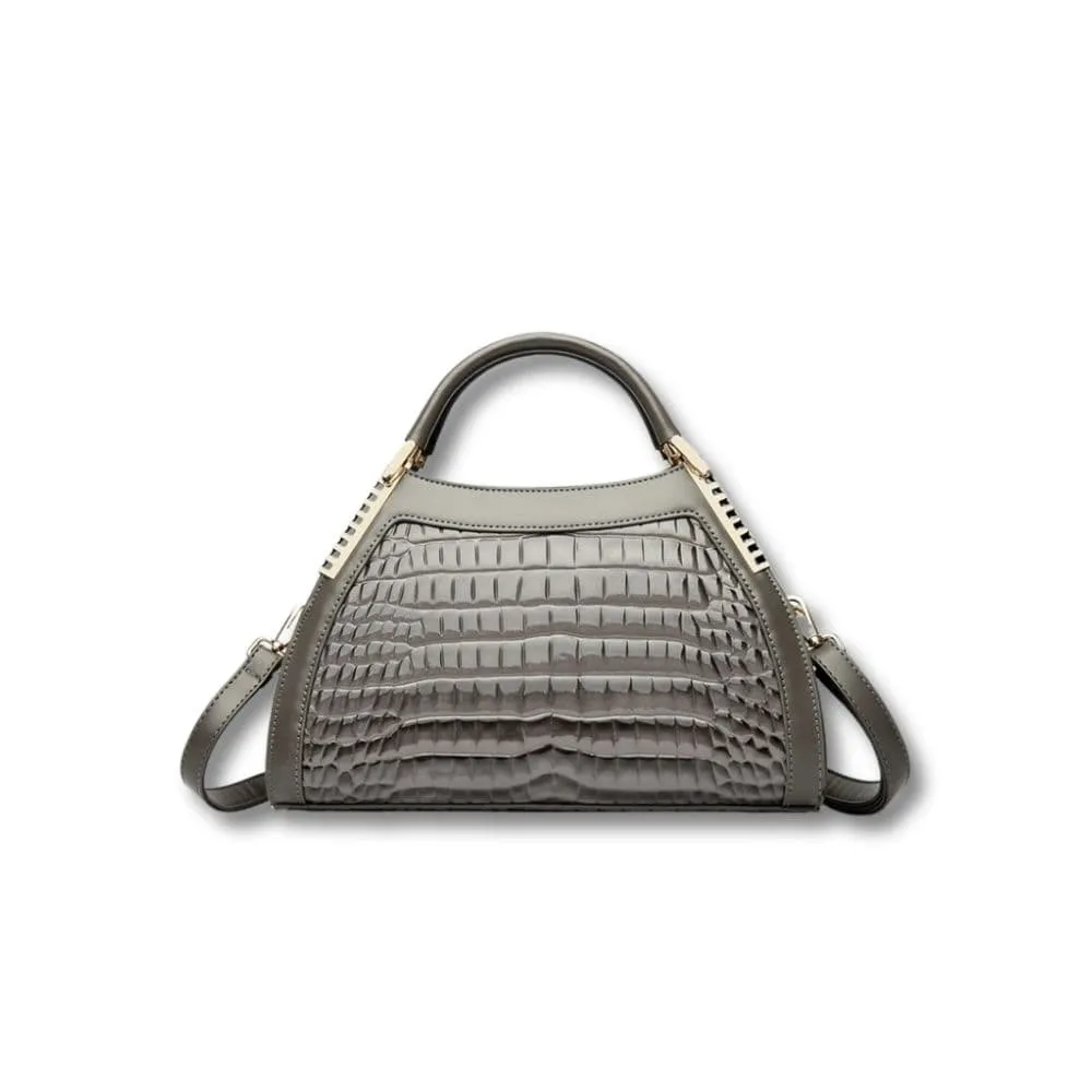 Maison Sacoches Alba sac à main luxe noir croco brillant