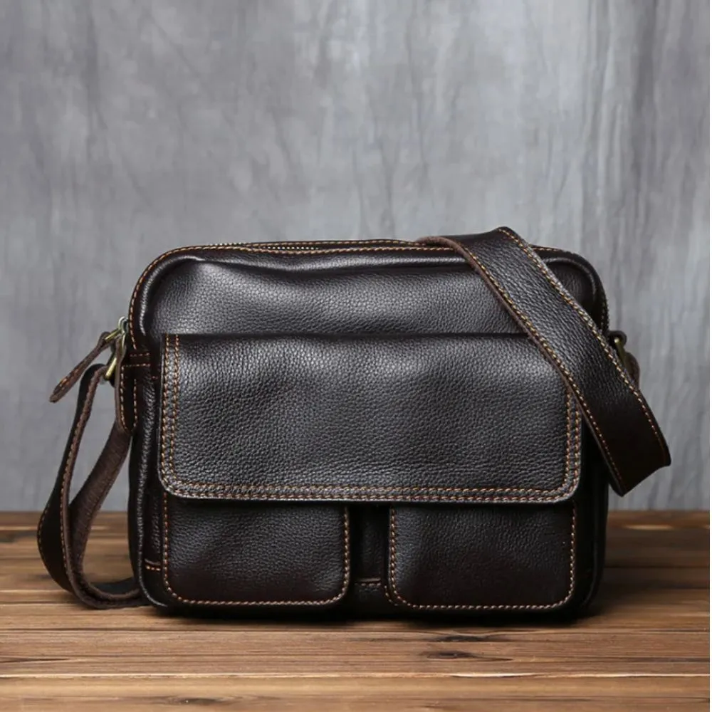 Mon Sacoche Messenger sacoche cuir homme marron foncé vintage