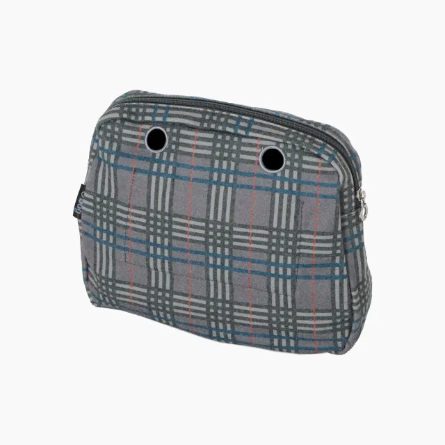 O bag reverse pochette intérieure écossais bleu