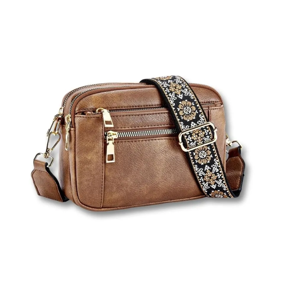 Maison Sacoches Flavia sacoche femme cuir PU Brun compact