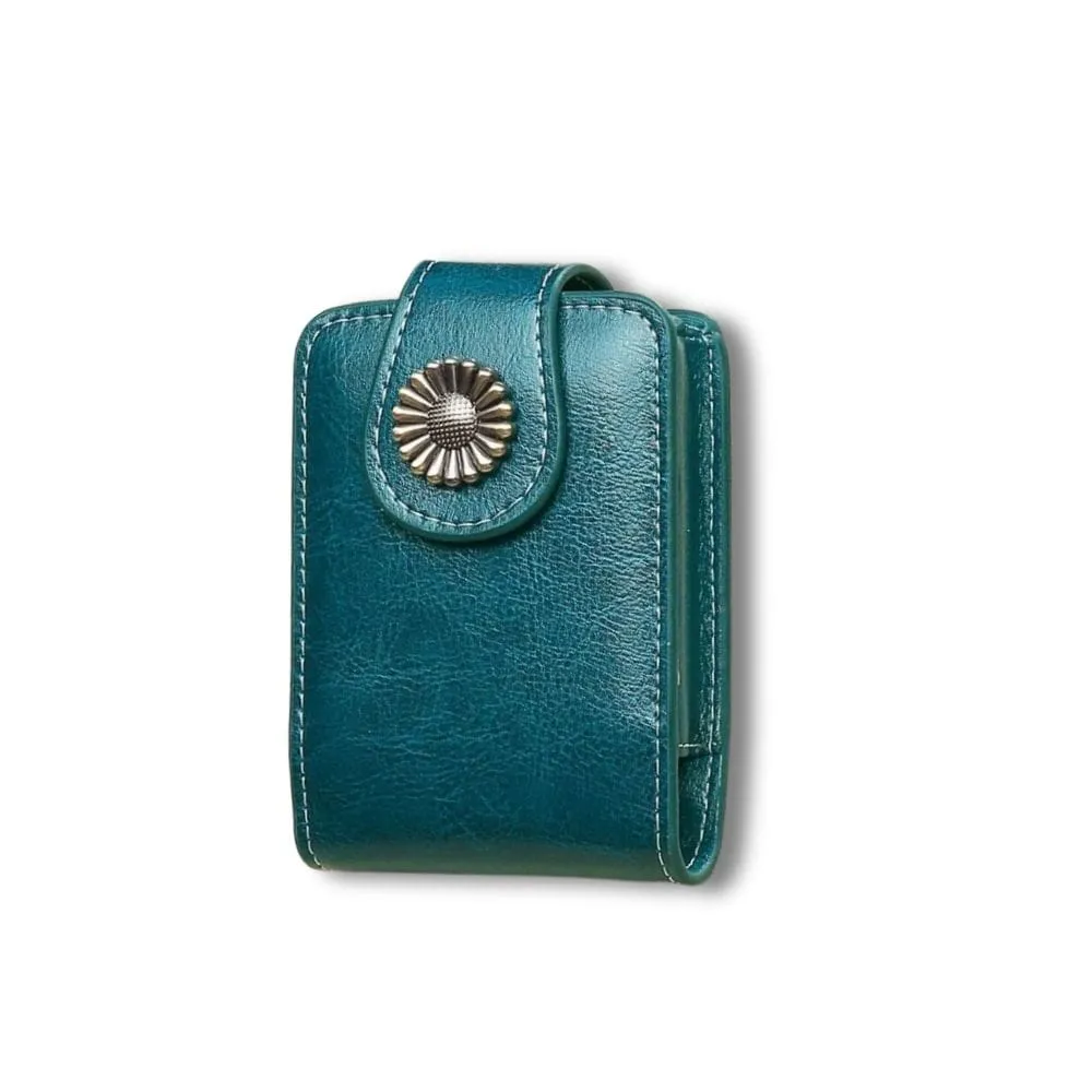 Maison Sacoches Opale étui rouge à lèvres bleu miroir
