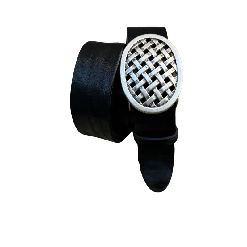 Hexagone Cuir Boucle Ovale Tressée boucle argenté vieilli