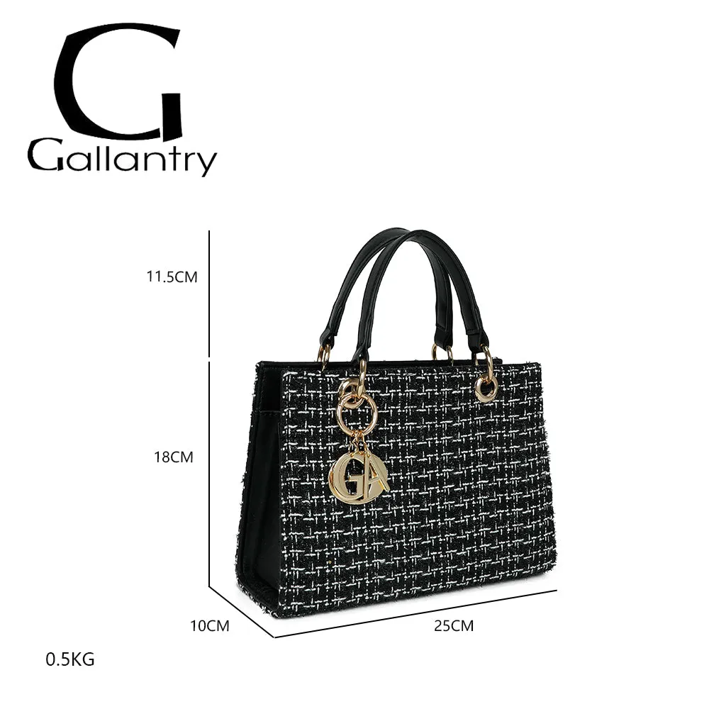 Gallantry Élia sac à main tweed noir 25 cm bandoulière
