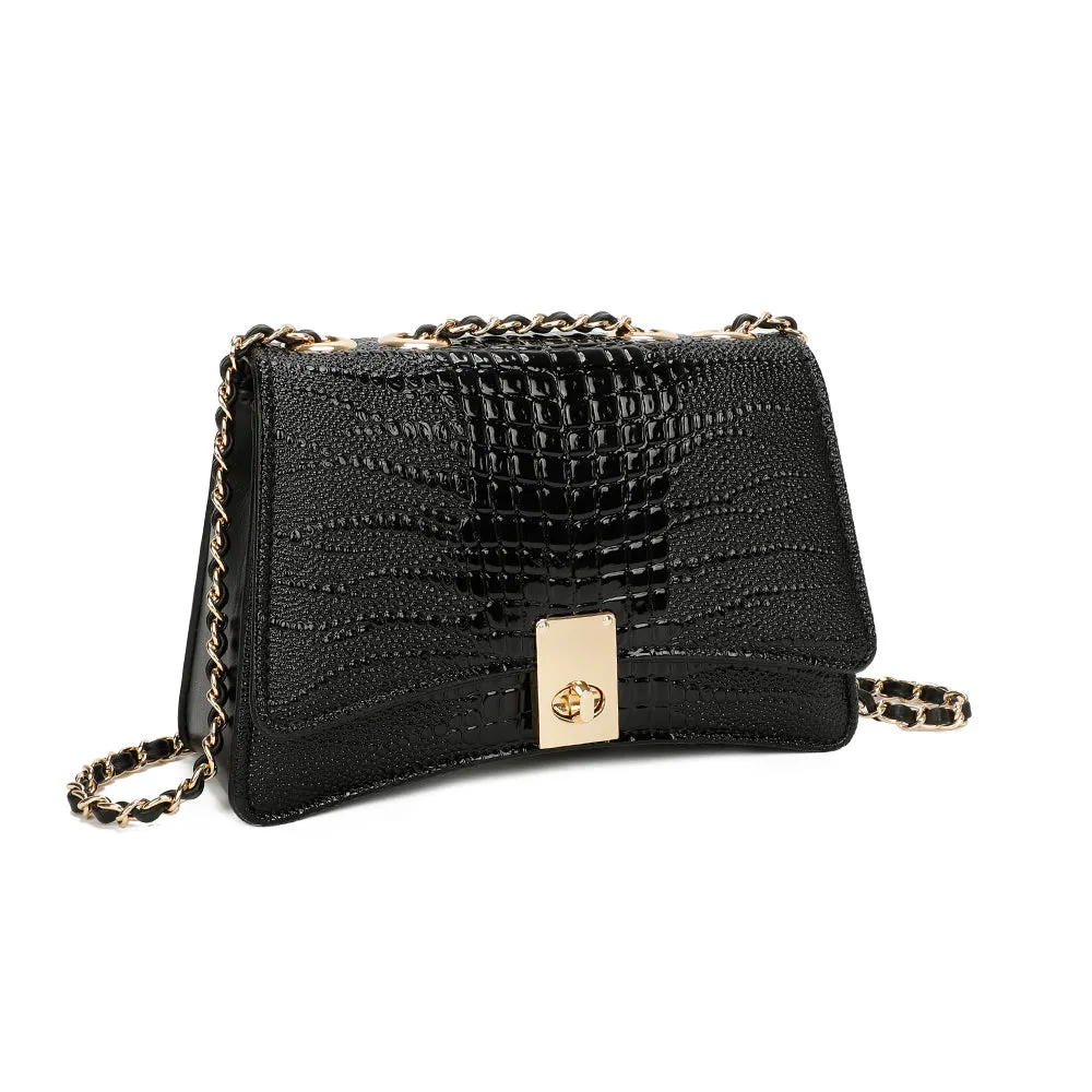 Gallantry Corail sac à main Noir croco