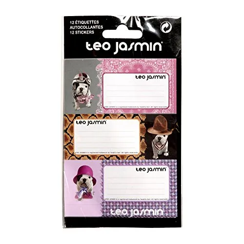 Téo Jasmin étiquettes autocollantes lot de 12