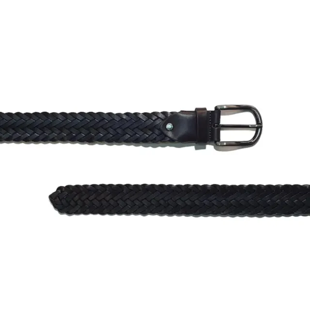 Hexagone Cuir Tracy Large ceinture homme tressée marron