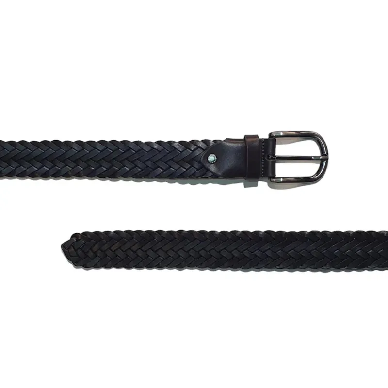 Hexagone Cuir Tracy Large ceinture homme tressée marron