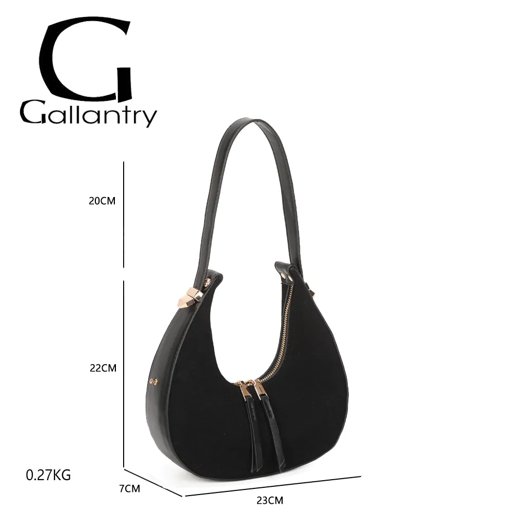 Gallantry Paris Luméra sac demi-lune noir suédine