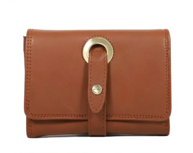 Hexagone Cuir Petit Oeillet portefeuille cuir cognac