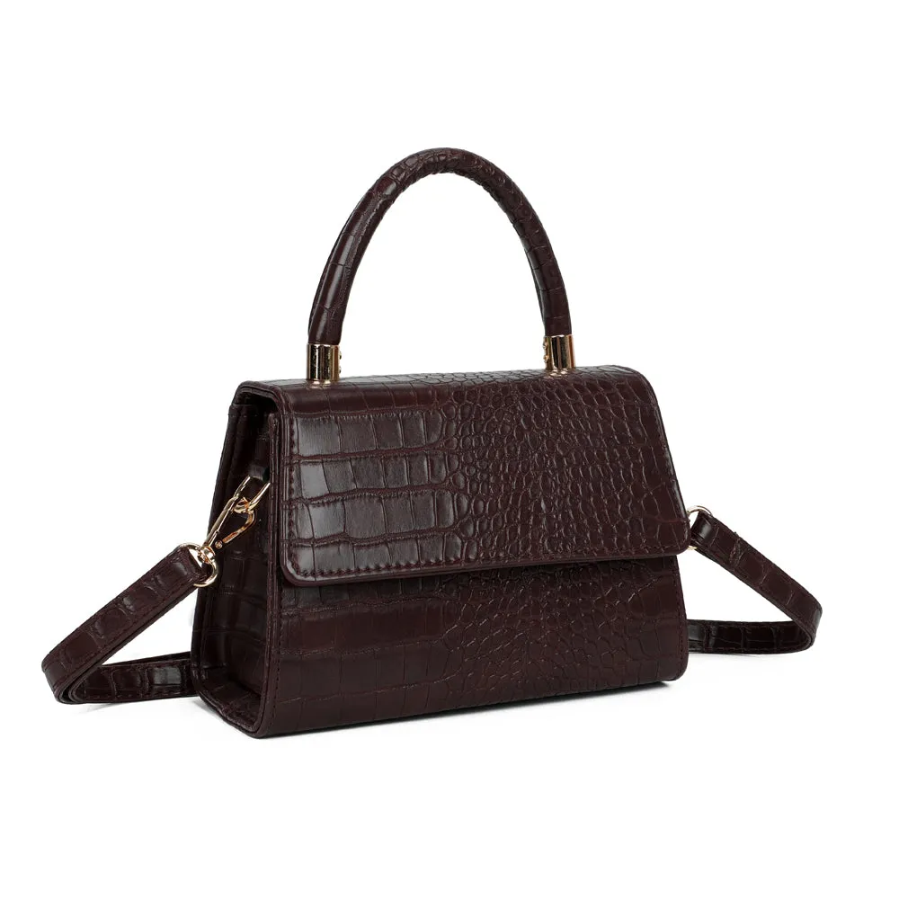 Gallantry Paris Brunello petit sac effet croco coffee