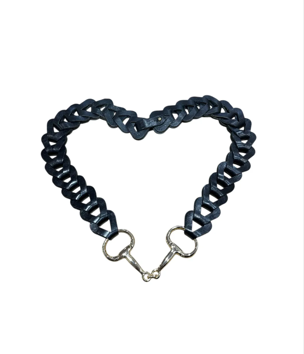 Hexagone Cuir Enfilage ceinture cuir noir argenté
