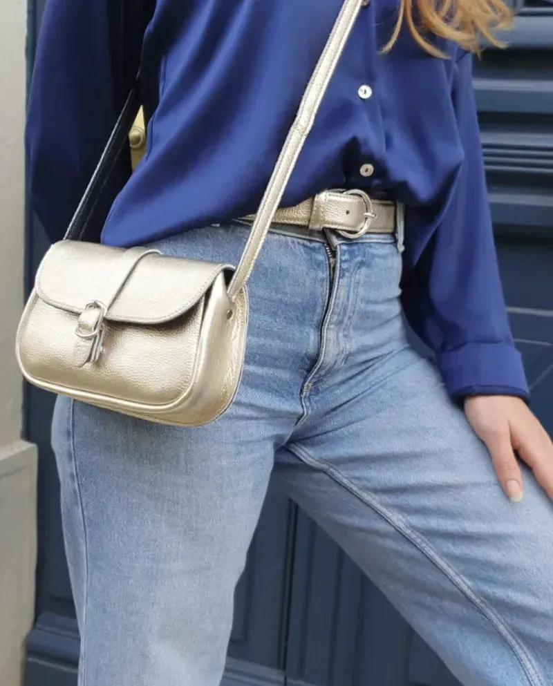 Hexagone Cuir Copine sac bandoulière cuir noir amovible