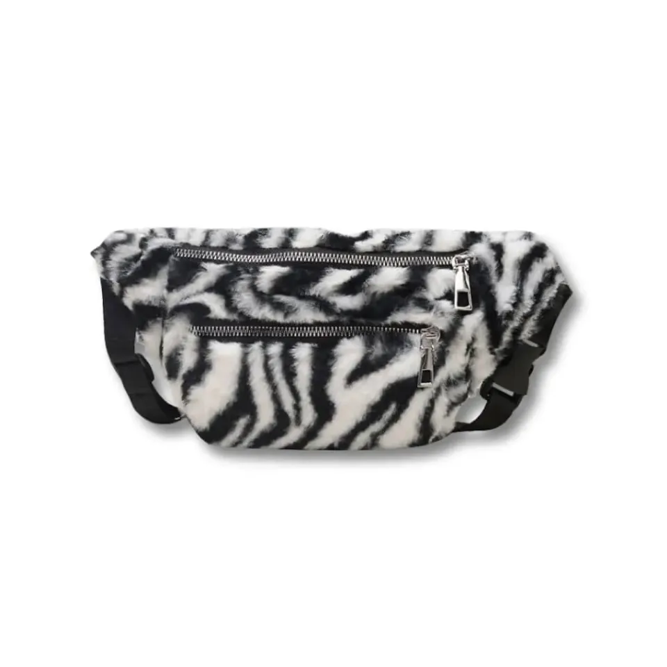 Maison Sacoches Naê Sac banane fourrure léopard marron