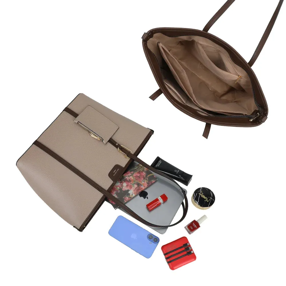 Gallantry Paris Aveline sac cabas zippé Taupe Coffee pochette