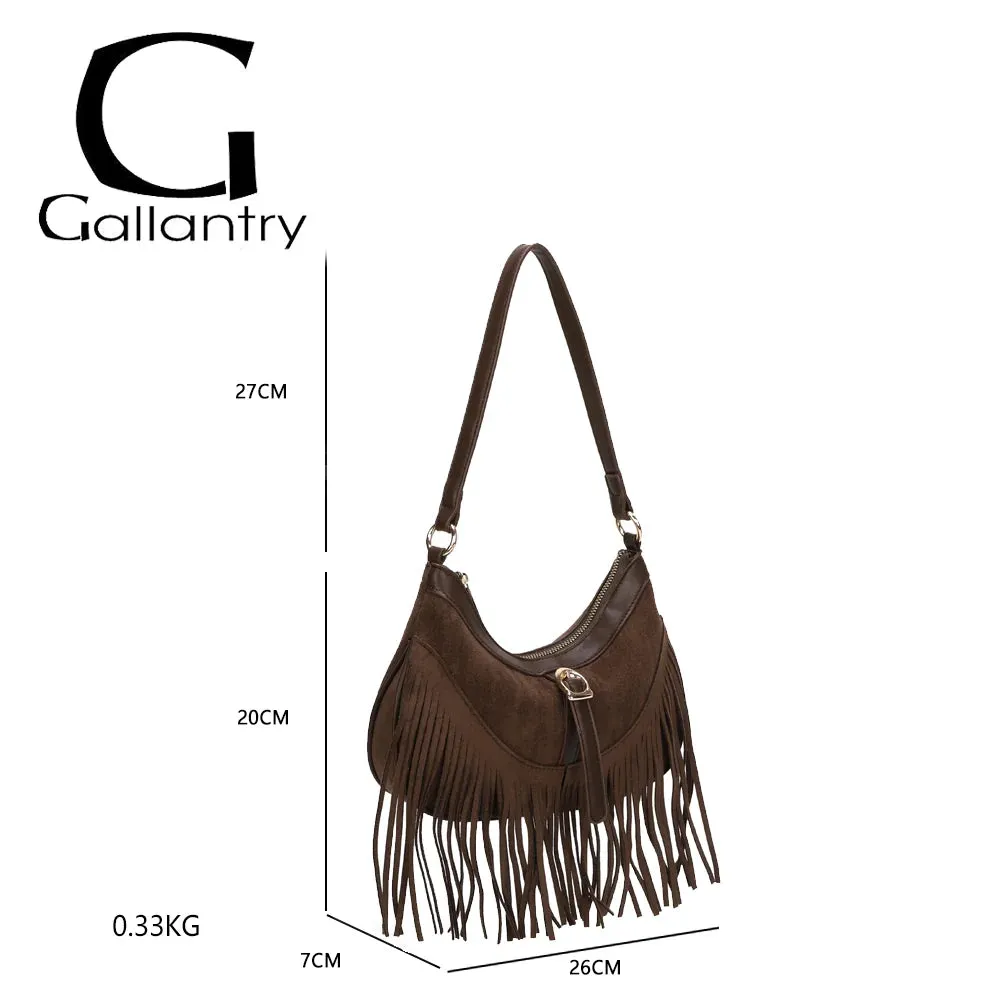 Gallantry Paris Auréa sac à main coffee à franges