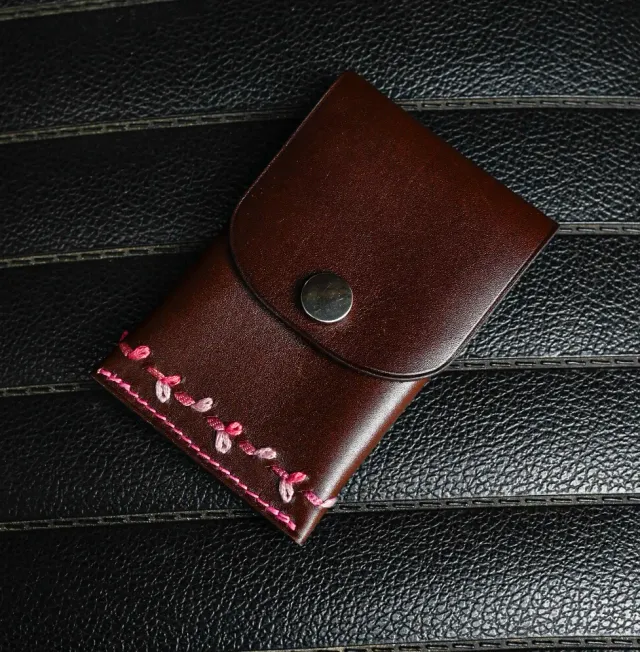 Atelier Anne R Tourville porte-cartes cuir marron 10 cm
