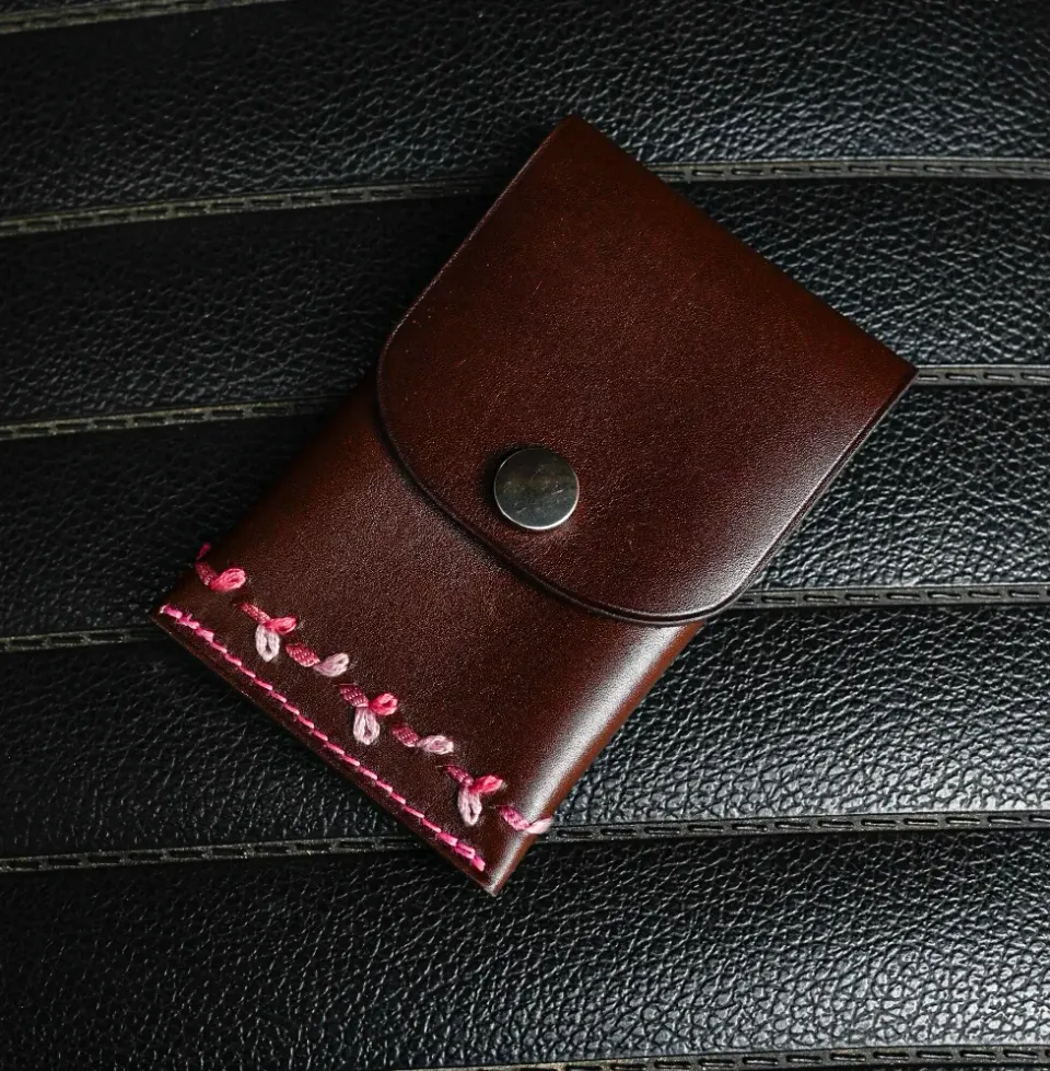 Atelier Anne R Tourville porte-cartes cuir marron 10 cm