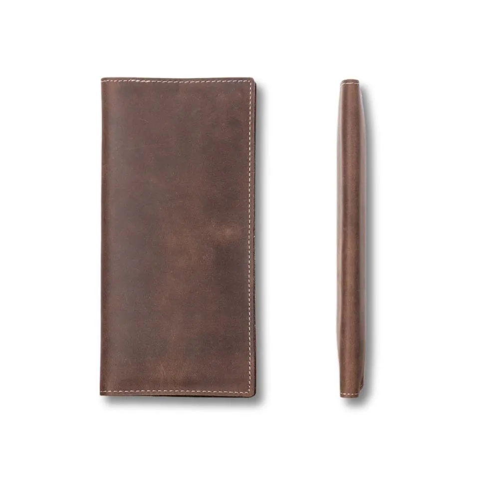 Maison Sacoches Minimal portefeuille long marron cuir véritable