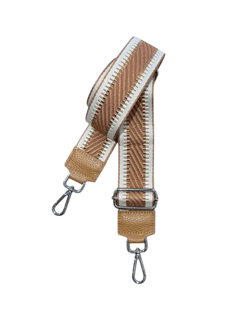 Hexagone Cuir Anse Zippé anse sac Beige Doré nylon
