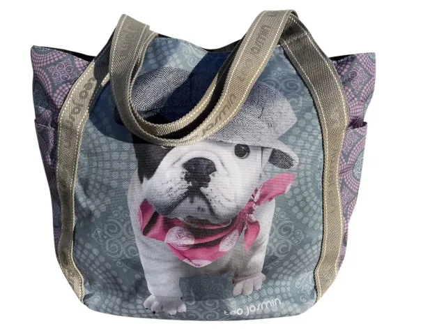 Téo Jasmin Téo Titi grand cabas gris motif chien