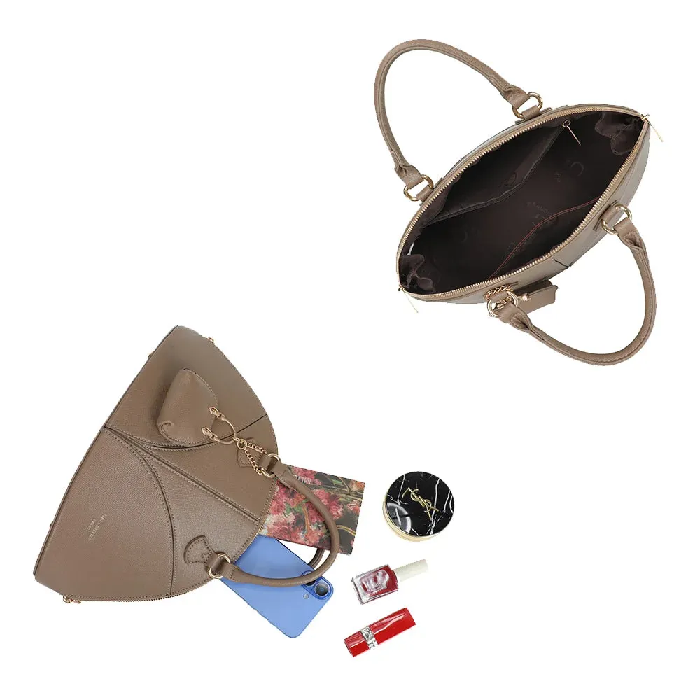 Gallantry Paris La Éminence sac dôme taupe saffiano doré