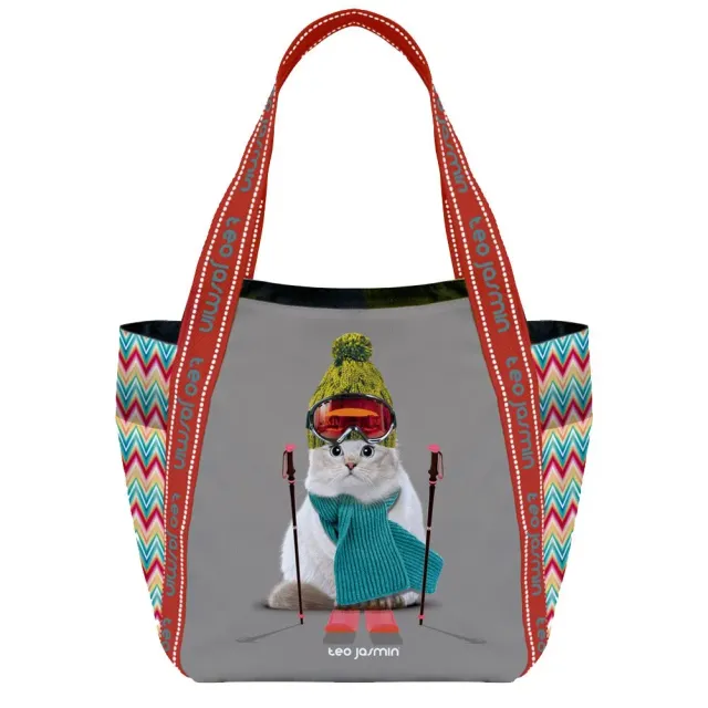Téo Jasmin Jasmine Ski cabas femme motif chat