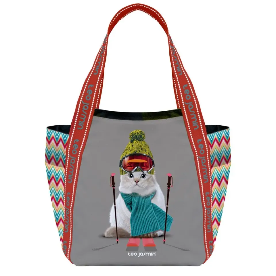 Téo Jasmin Jasmine Ski cabas femme motif chat