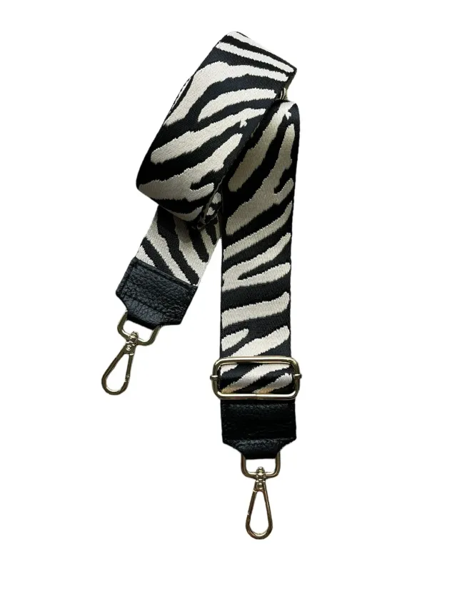 Hexagone Cuir Anse Zèbre anse sac noir blanc argenté