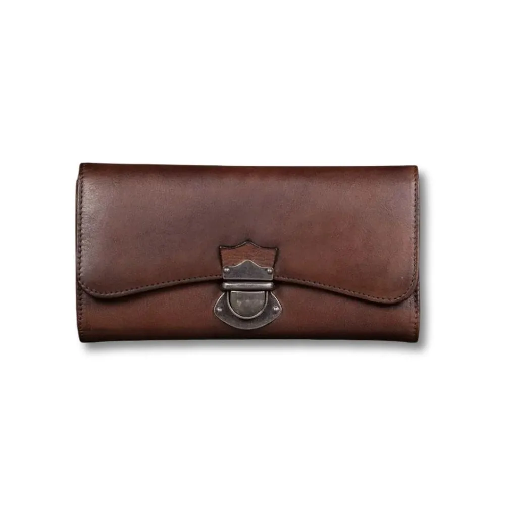 Maison Sacoches Léora pochette vintage chocolat cuir véritable