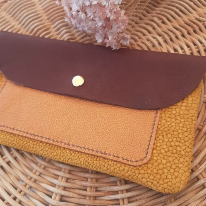 Atelier Anne R pochette cuir multicolore camel orange