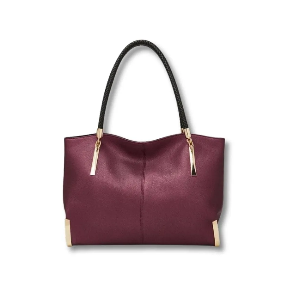 Maison Sacoches Aurore sac à main cuir noir anses tressées