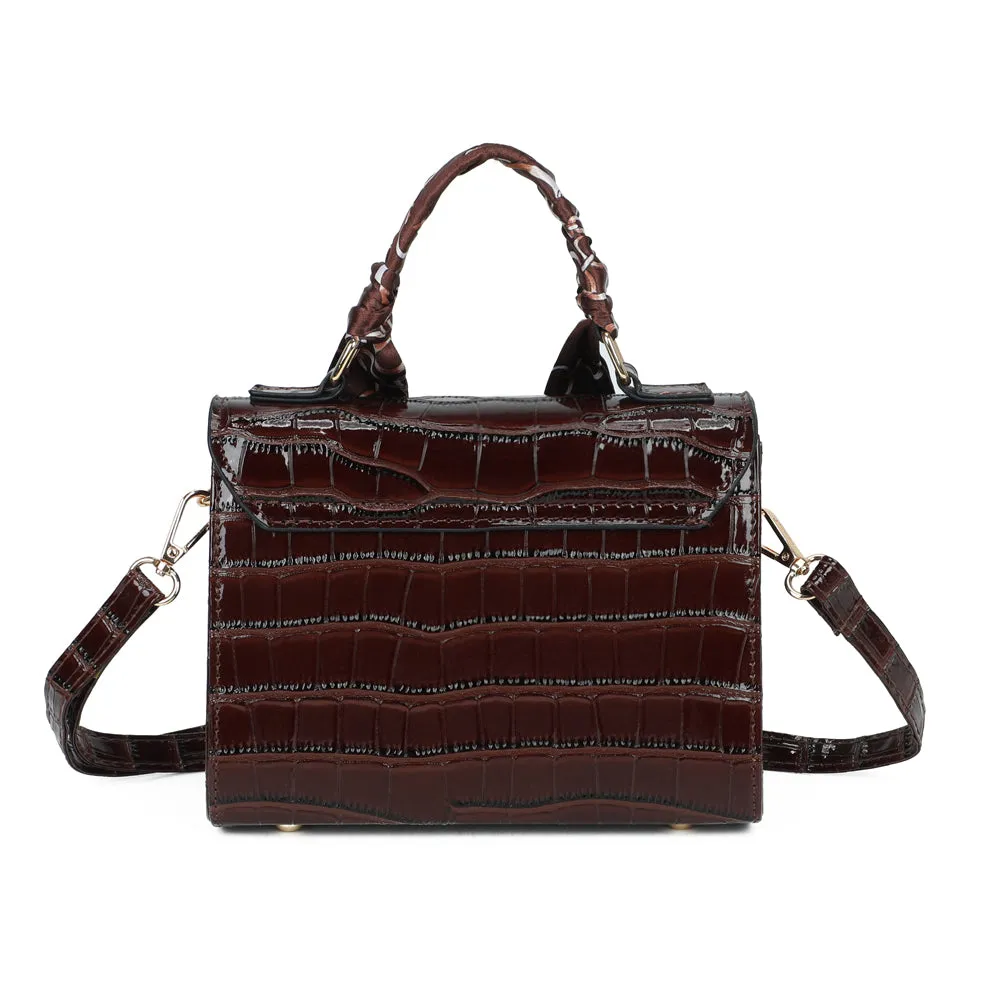 Gallantry Paris Exotique sac croco coffee verni