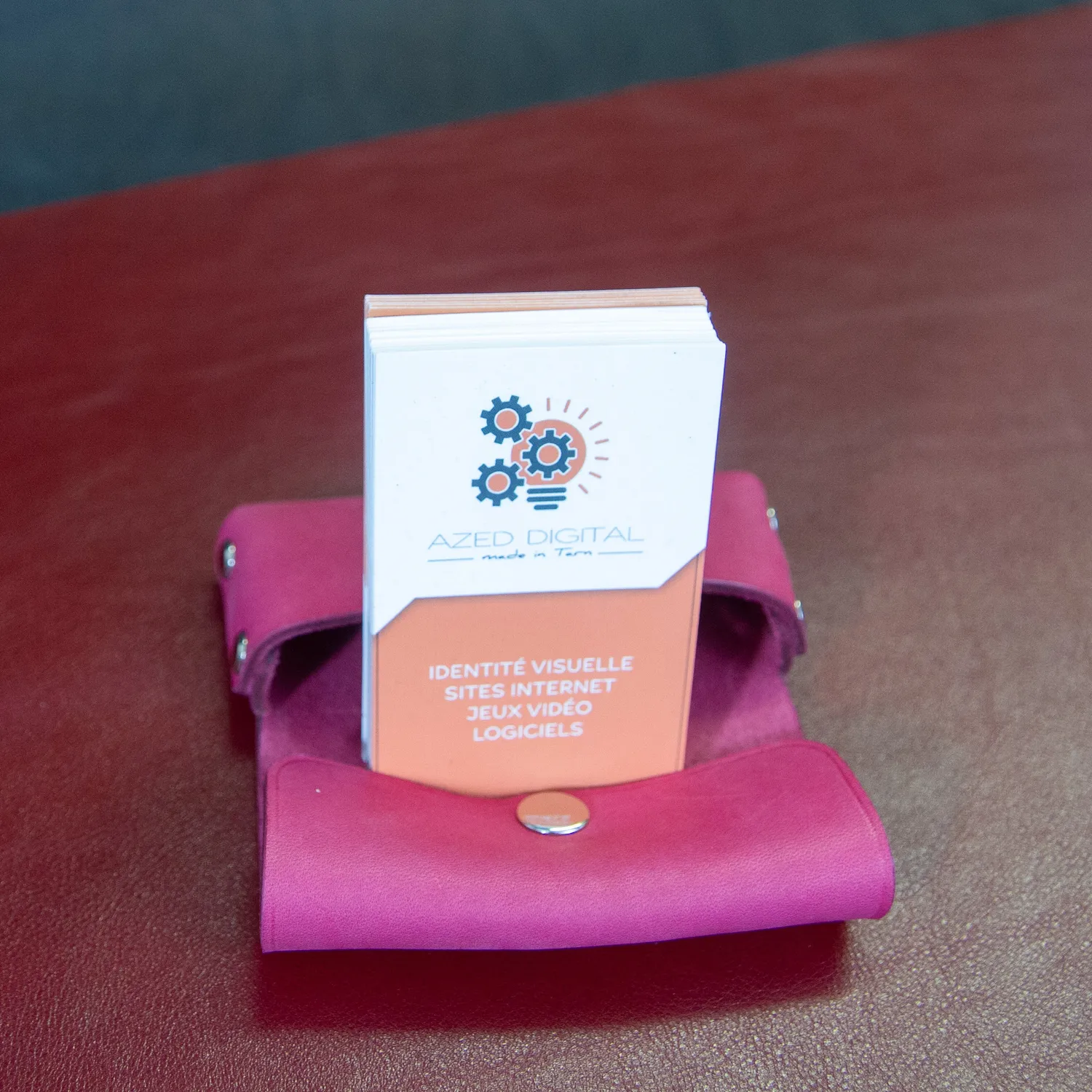 CagnaCuir Atelier Le Technique porte-cartes cuir fuschia