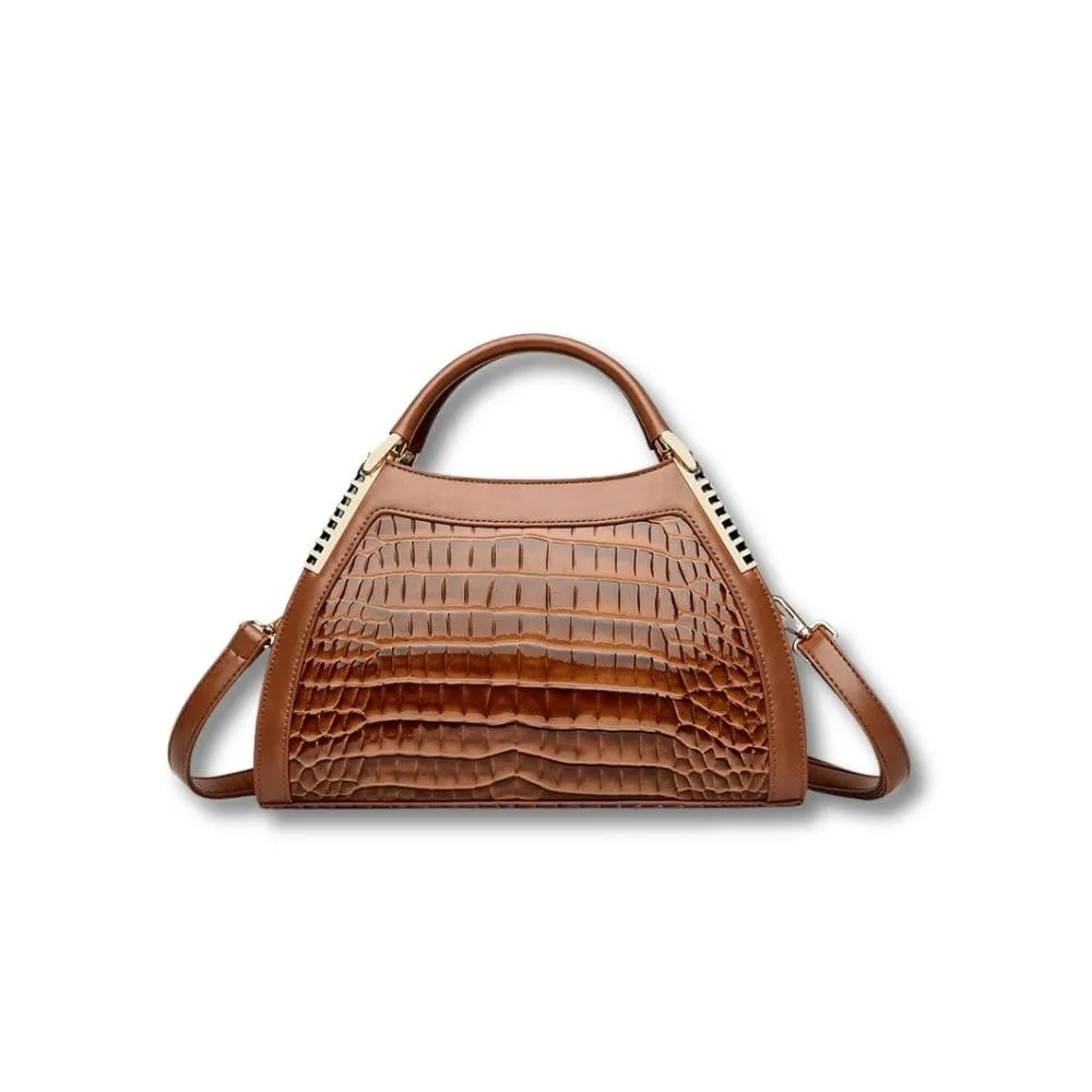 Maison Sacoches Alba sac à main luxe noir croco brillant