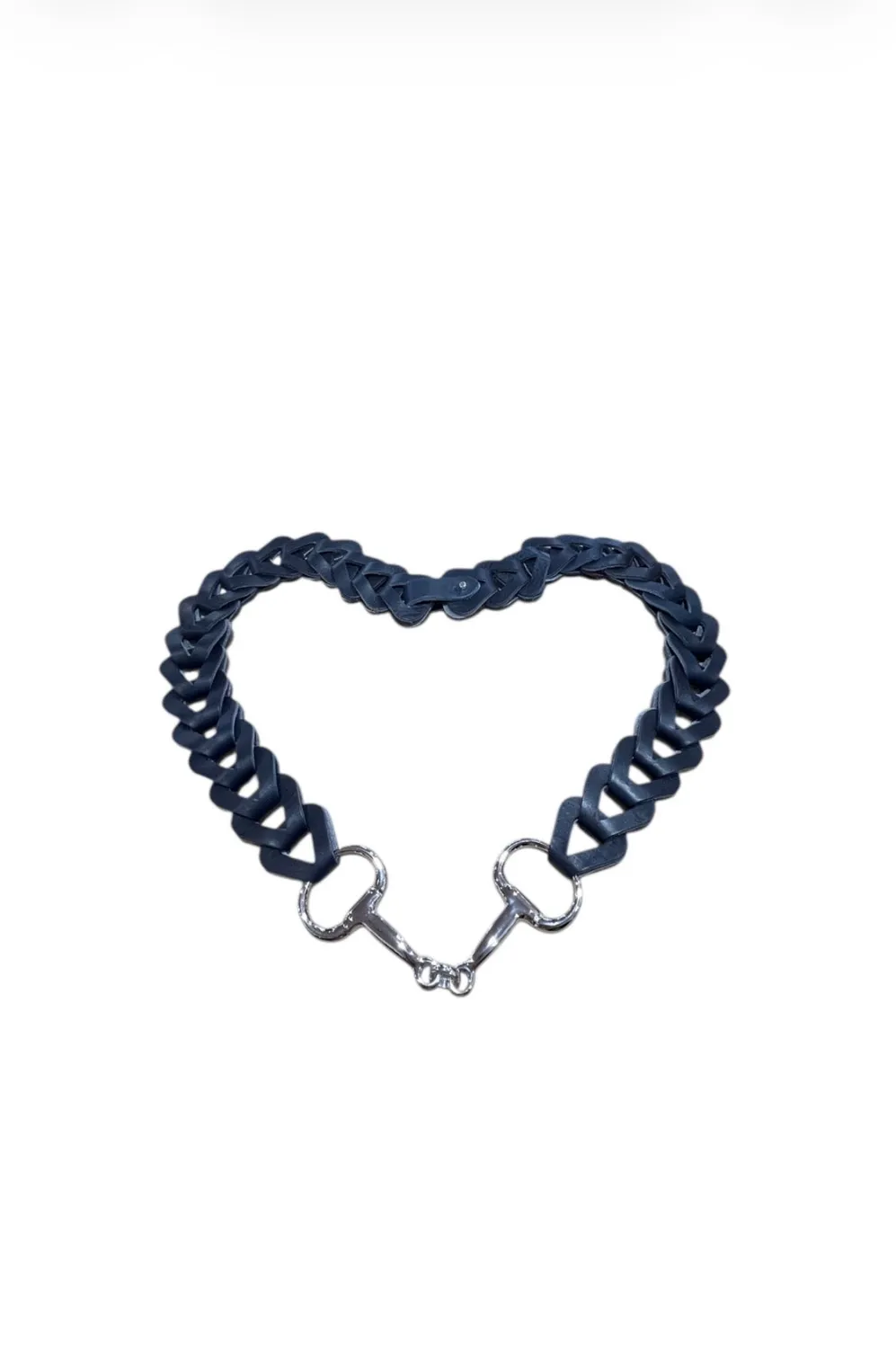 Hexagone Cuir Enfilage ceinture cuir noir argenté