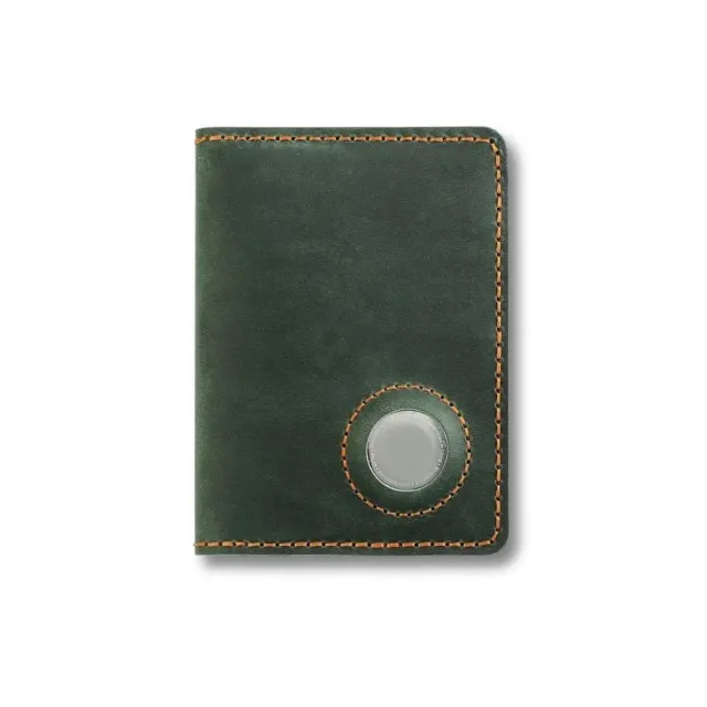 Maison Sacoches Line porte-cartes homme vert cuir AirTag