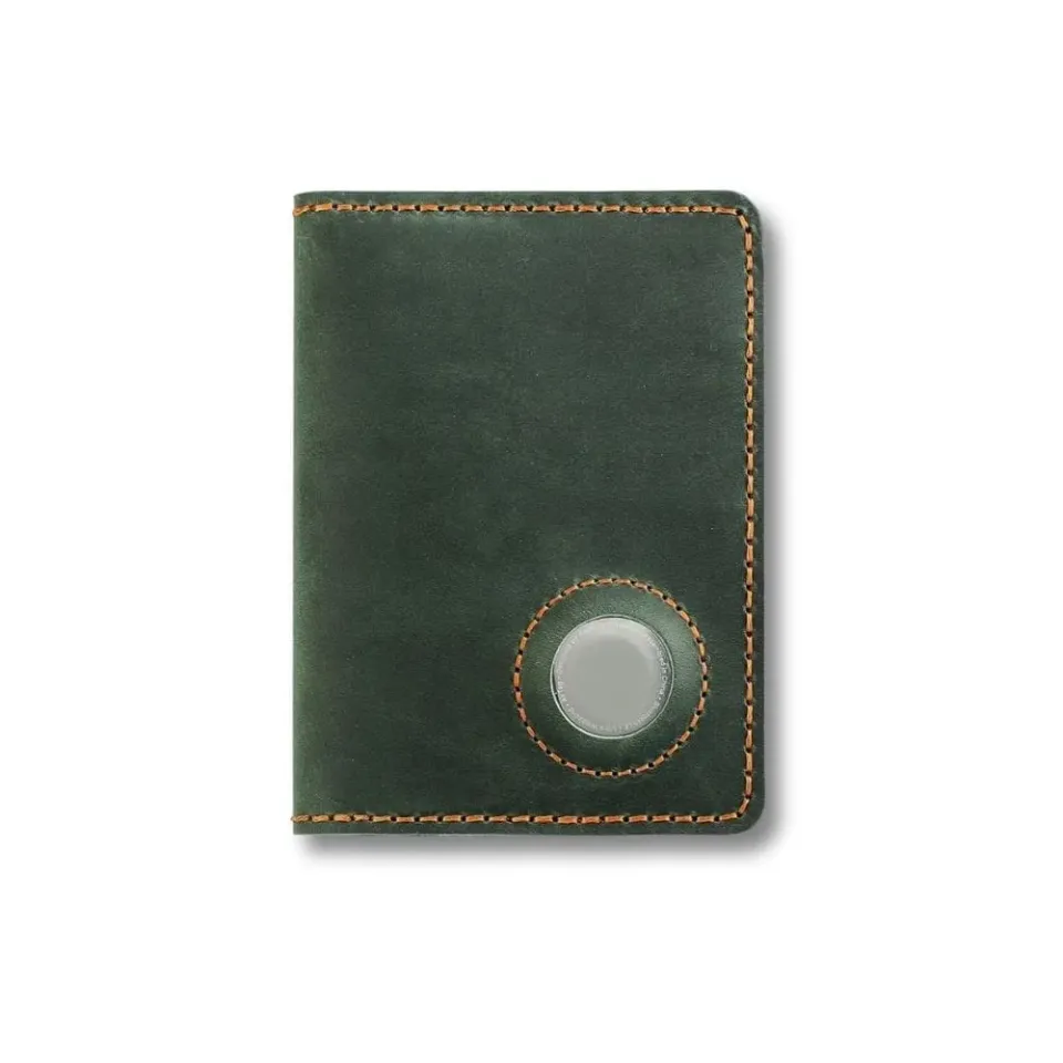 Maison Sacoches Line porte-cartes homme vert cuir AirTag