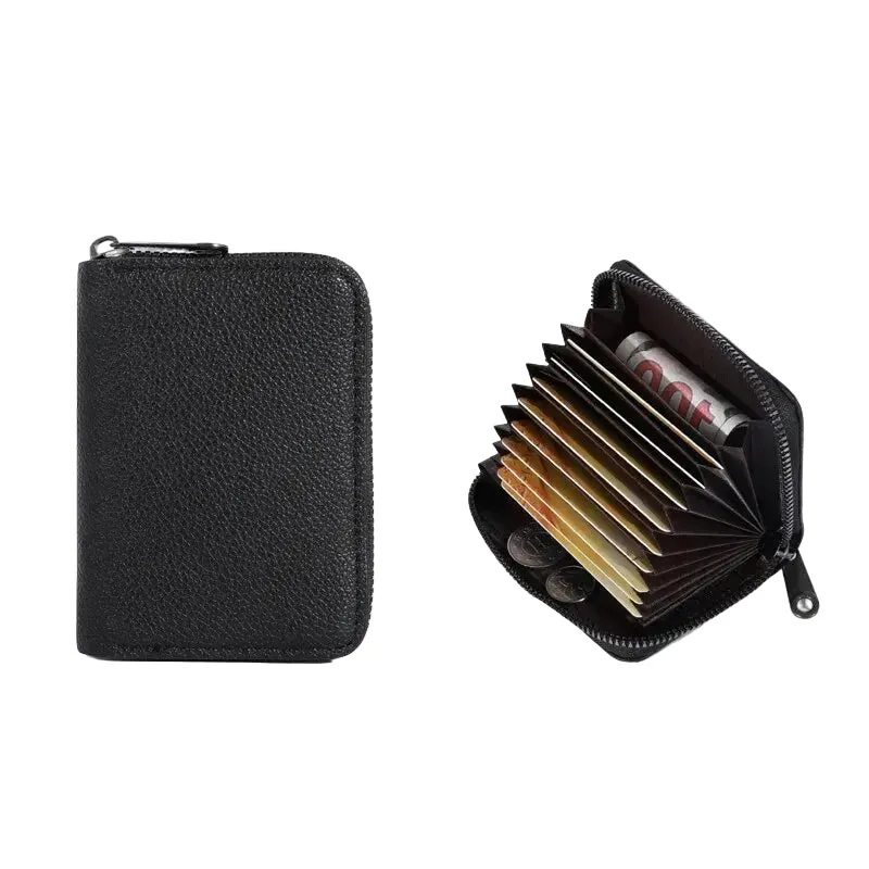 Mon Sacoche Zippé Porte Cartes Marron 11 Compartiments