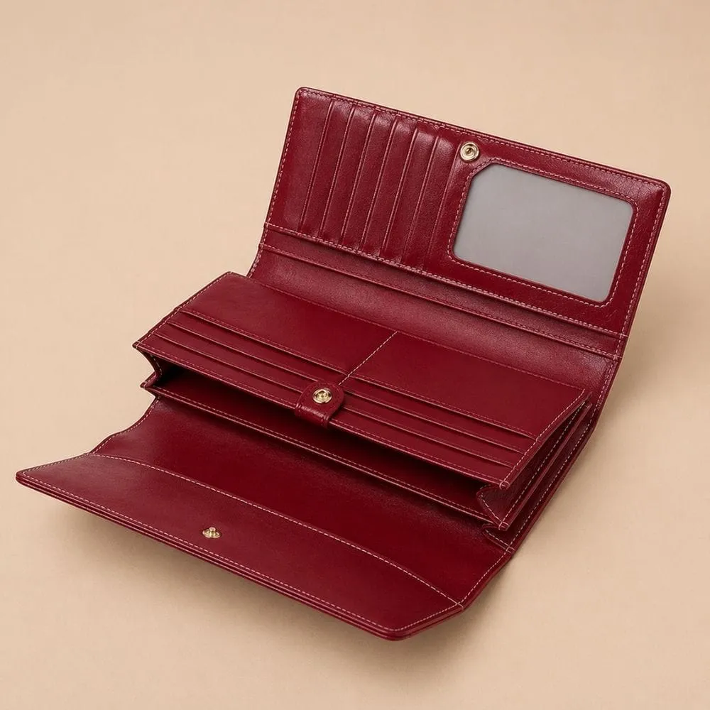Maison Sacoches Elora portefeuille femme rouge cuir