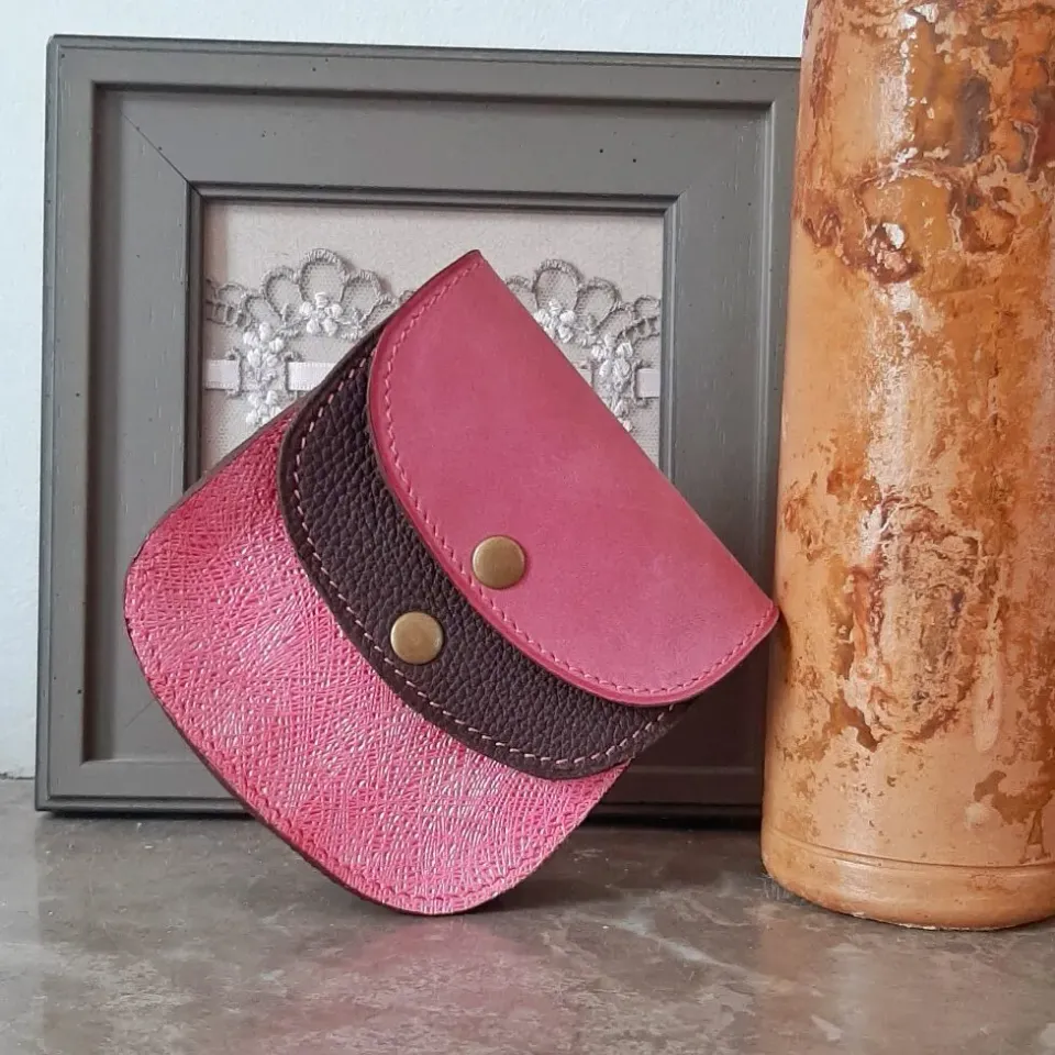 Atelier Anne R porte-monnaie cuir 2 compartiments rose