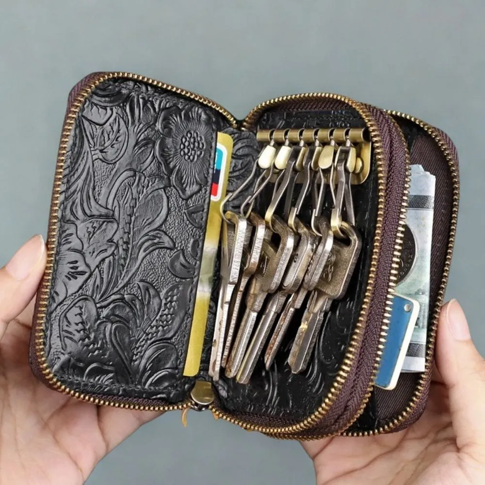 Maison Sacoches Lyana porte-clés porte-monnaie cuir double zip