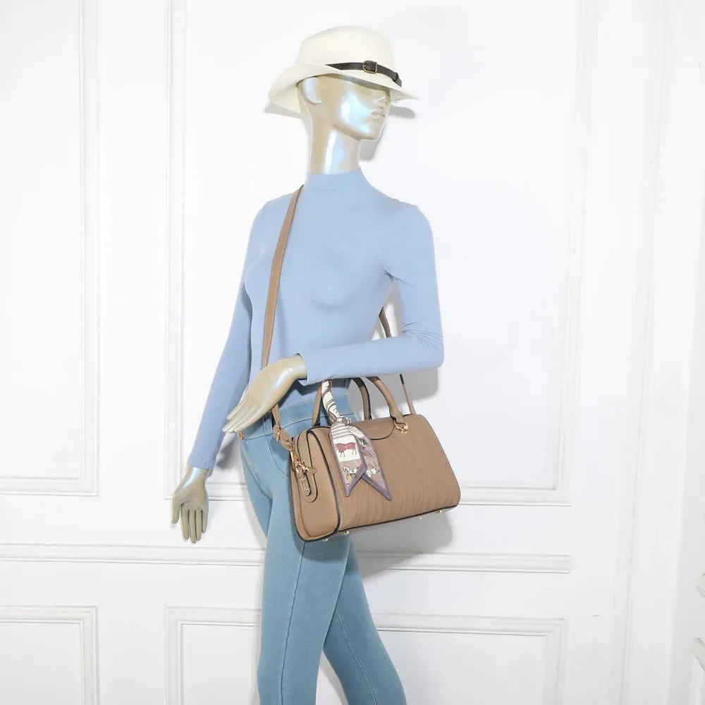 Gallantry Mazarine sac à main Taupe foncé foulard