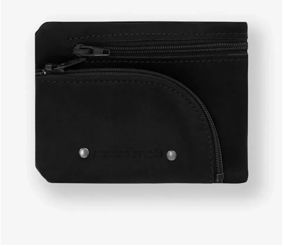 Hexagone Cuir Baroudeur portefeuille cuir noir zippé