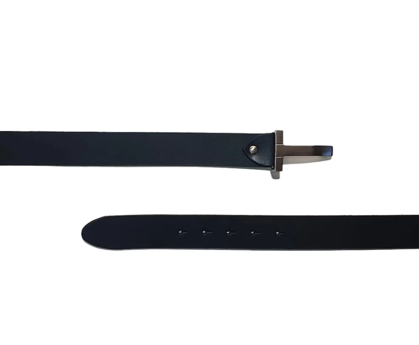 Hexagone Cuir T ceinture cuir Noir 85 cm boucle argent